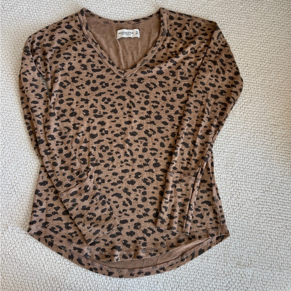 Abercrombie & Fitch Brown Leopard Print Blouse